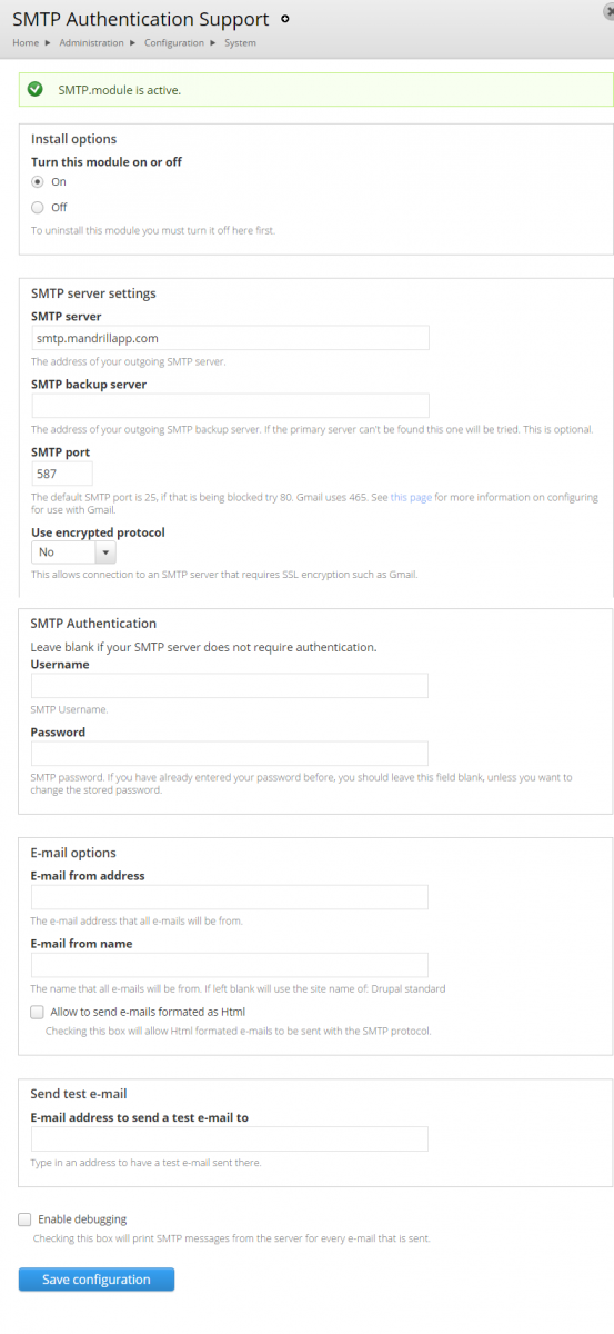 Drupal SMTP module